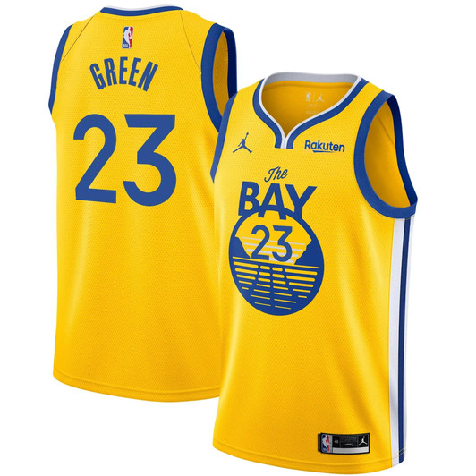 Men'S Jordan Brand Draymond Green Gold Golden State Warriors 2020/21 Swingman Badge Jersey – Statement Edition