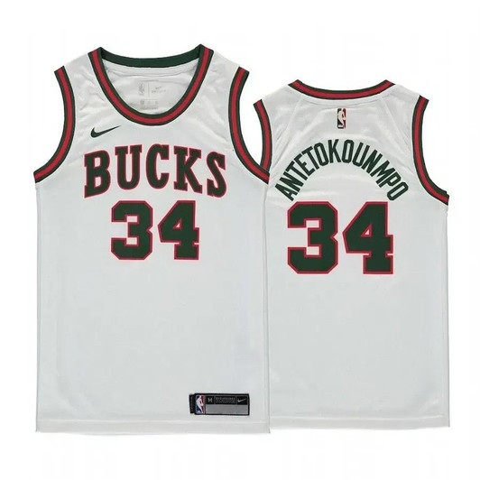 Milwaukee Bucks #34 Giannis Antetokounmpo White Hardwood Classics Jersey