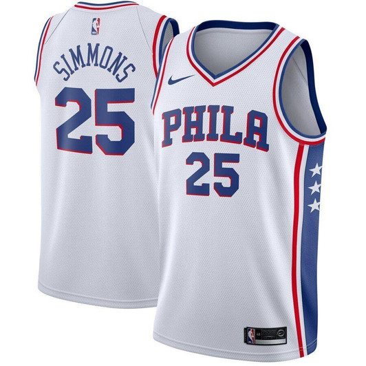 Ben Simmons Philadelphia 76ers Jersey White Association Edition 2019