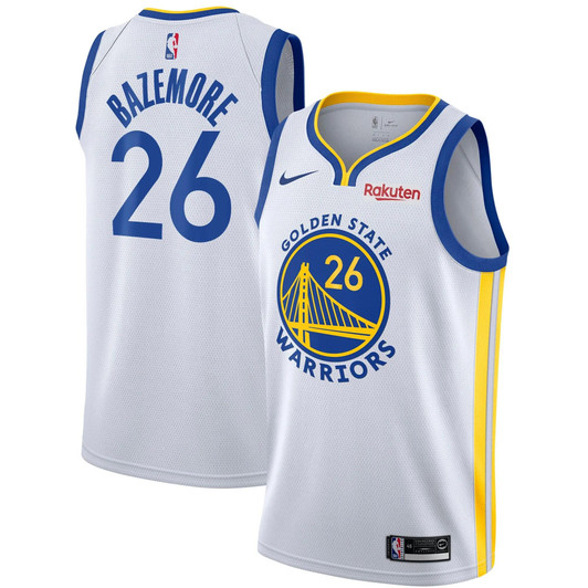 Men'S Nike Kent Bazemore White Golden State Warriors 2020/21 Swingman Badge Jersey – Association Edition