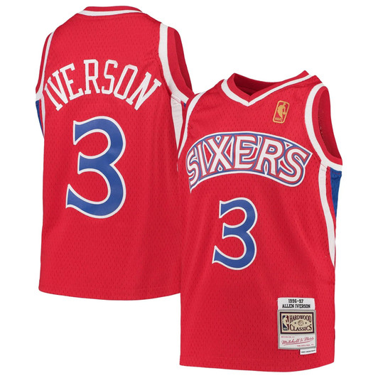 Allen Iverson Philadelphia 76Ers Mitchell & Ness  1996-97 Hardwood Classics Swingman Throwback Jersey - Red