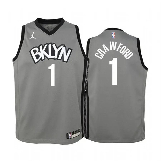 Youth Jamal Crawford Brooklyn Nets Gray Statet Jersey Jumpman