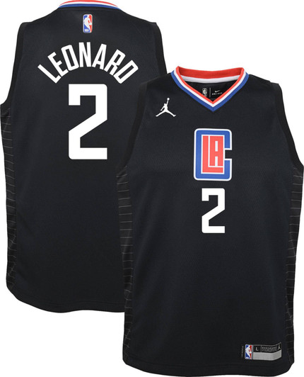 Jordan Youth Los Angeles Clippers Kawhi Leonard #2 2020-21 Dri-Fit Statement Swingman Black Jersey