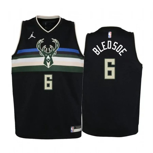 Youth Eric Bledsoe Milwaukee Bucks Black Statet Jersey Jumpman