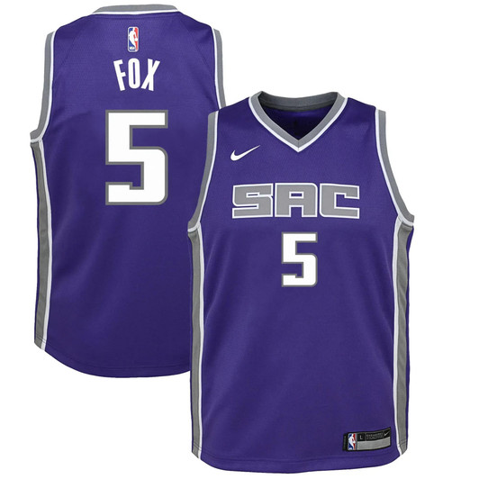 De'Aaron Fox Sacramento Kings Nike Youth Swingman Jersey Purple - Icon Edition