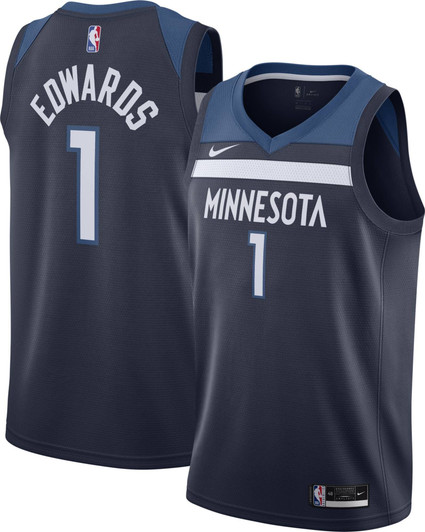 Nike Men'S Minnesota Timberwolves Anthony Edwards #1 Navy Dri-Fit Swingman Jersey