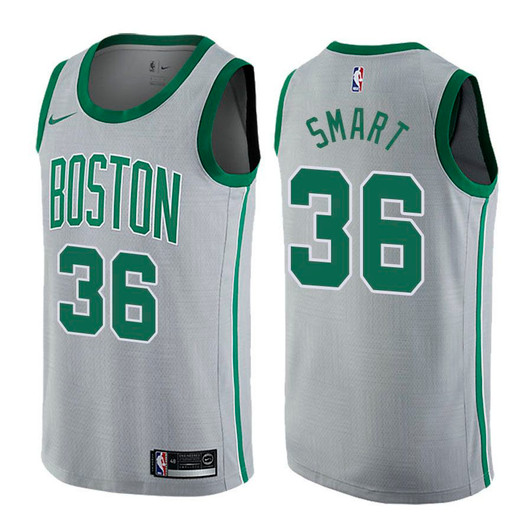 Celtics Male Marcus Smart #36 City Edition Gray Jersey