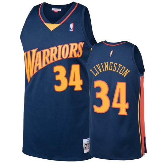 Golden State Warriors #34 Shaun Livingston Navy 2009-10 Hardwood Classics Jersey