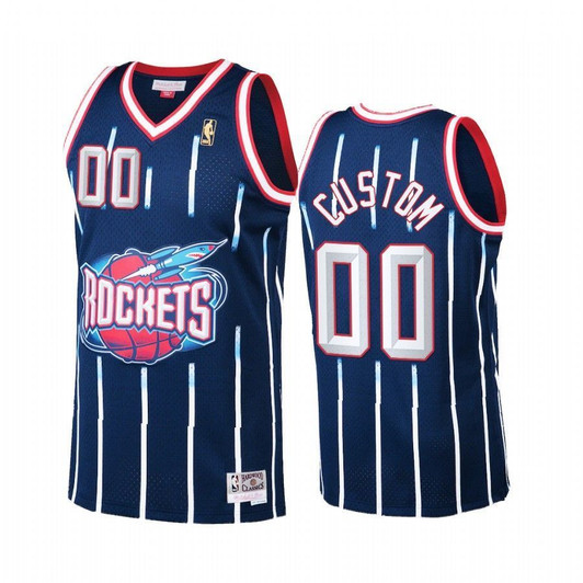 Custom #00 Houston Rockets Hardwood Classics Jersey Navy