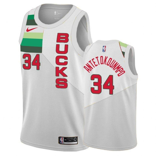 Milwaukee Bucks Giannis Antetokounmpo White Earned Edition Jersey