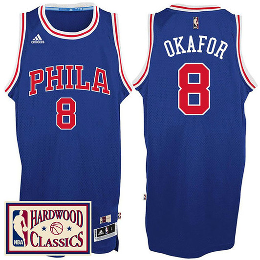 Male 2016-17 Season Philadelphia 76Ers #8 Hardwood Classics Throwback Royal Jersey Jahlil Okafor Jersey
