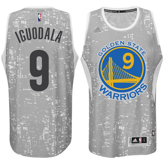 Male Golden State Warriors #9 Andre Iguodala City Lights Gray Swingman Jersey