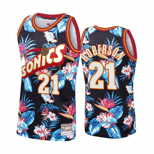 Oklahoma City Thunder Andre Roberson #21 Floral Fashion Jersey Men'S