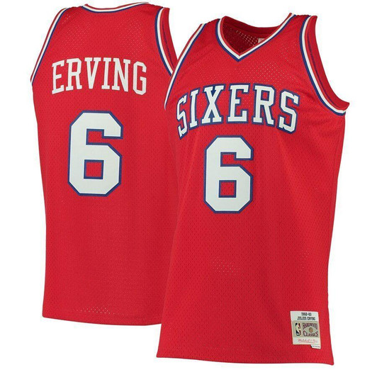 Julius Erving Philadelphia 76ers 1982-83 Hardwood Classics Jersey Red 2019