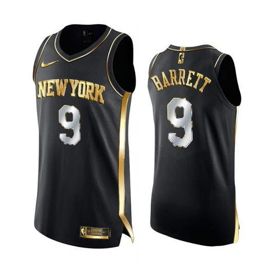 R.J. Barrett New York Knicks Black  Golden Jersey