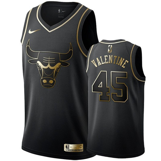 Men'S Chicago Bulls Denzel Valentine Black #45 Golden Edition Swingman Jersey