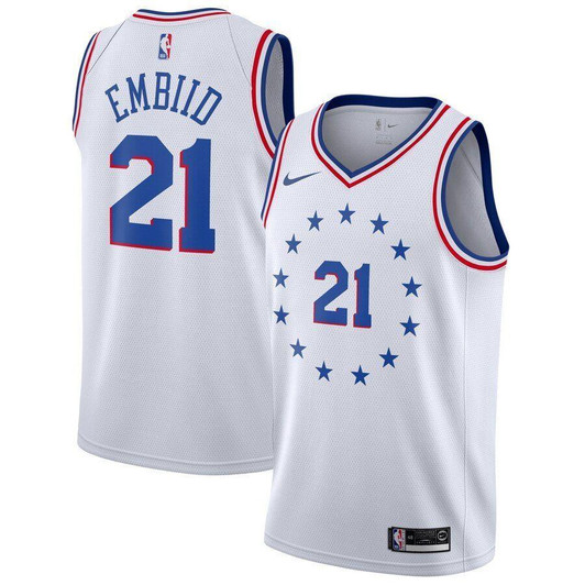 Joel Embiid Philadelphia 76ers/19 Jersey White Earned Edition 2019