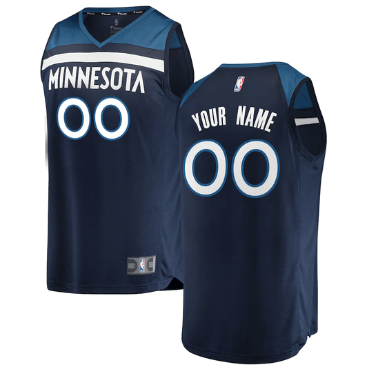 Minnesota Timberwolves Fanatics Branded Fast Break Custom Replica Jersey Navy - Icon Edition