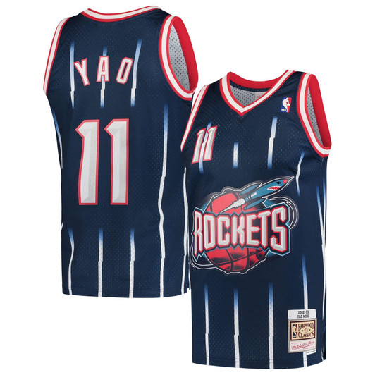 Yao Ming Houston Rockets Hardwood Classics 2002/03 Navy Jersey gift for Houston Rockets fans