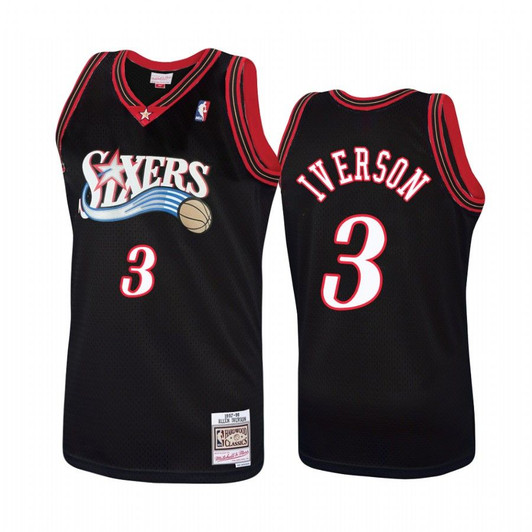 Philadelphia 76Ers #3 Allen Iverson Hardwood Classics Black Jersey