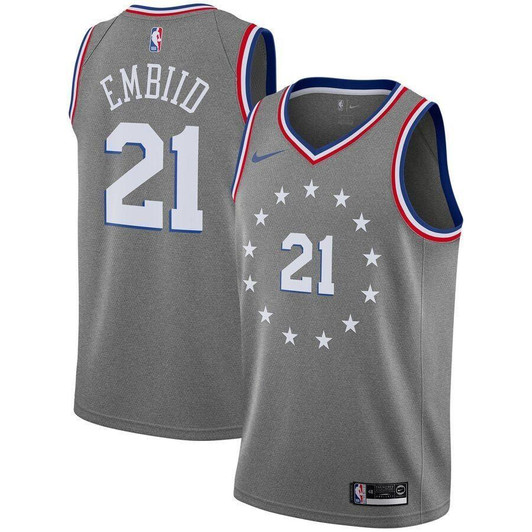 Joel Embiid Philadelphia 76Ers City Edition Jersey Gray 2019