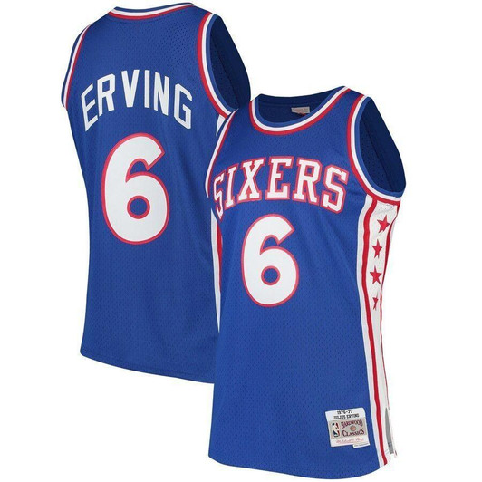 Julius Erving Philadelphia 76Ers Hardwood Classics Jersey Royal 2019
