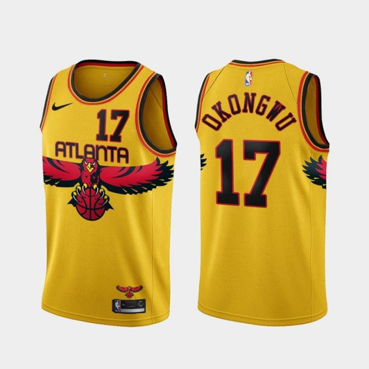 Atlanta Hawks Onyeka Okongwu 17 Nba 2021-22 City Edition Gold Jersey Gift For Hawks Fans