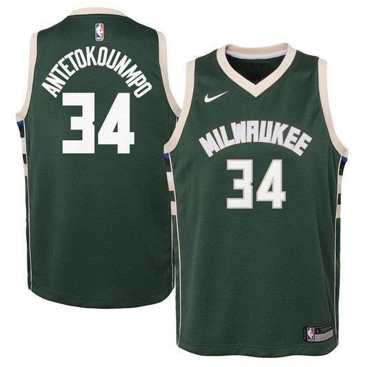 Giannis Antetokounmpo Milwaukee Bucks Youth Jersey Green Icon Edition 2021