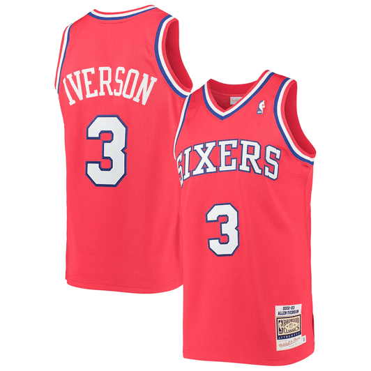 Allen Iverson Philadelphia 76Ers Mitchell & Ness 2002 Hardwood Classics Red 3D Jersey