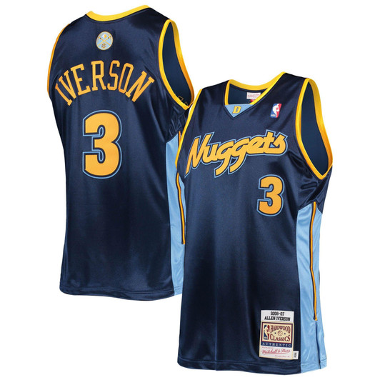 Allen Iverson Denver Nuggets Hardwood Classics 2006 Navy Jersey gift for Denver Nuggets fans