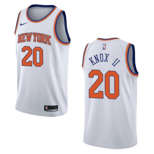 New York Knicks 20 Kevin Knox Ii Association Swingman White 3D Jersey