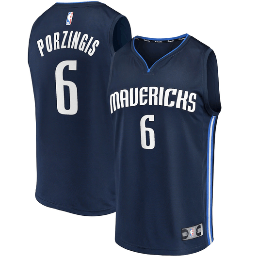 Kristaps Porzingis Dallas Mavericks Fanatics Branded Fast Break Team Replica Navy Statement Edition 3D Jersey