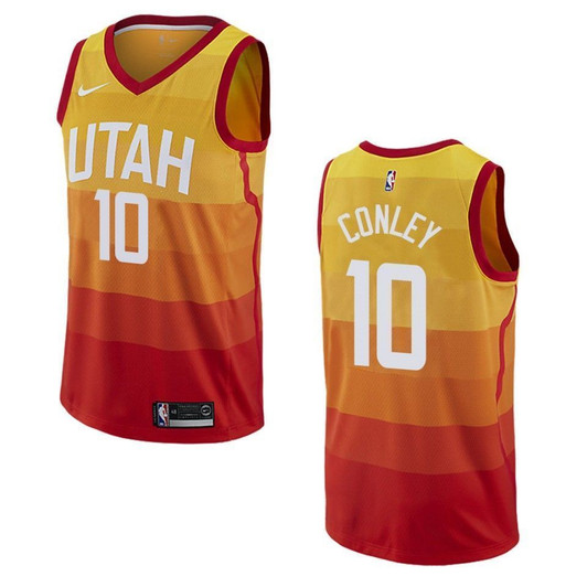 Utah Jazz 10 Mike Conley City Swingman Orange 3D Jersey