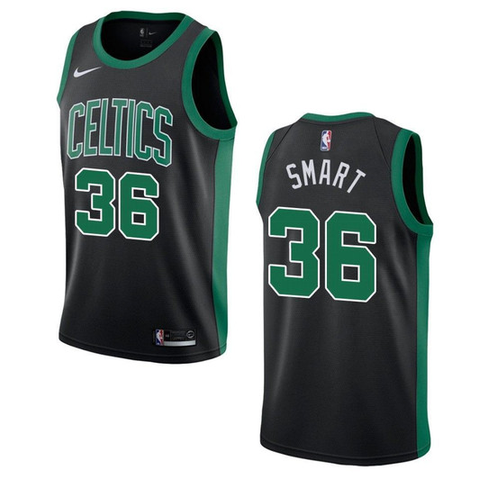 Boston Celtics 36 Marcus Smart Statement Swingman Black 3D Jersey