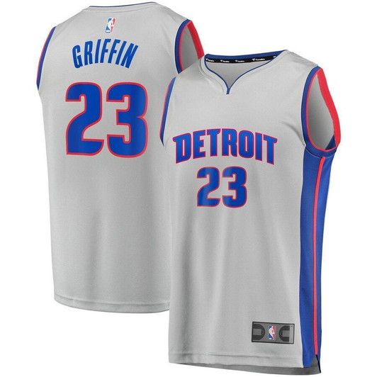 Blake Griffin Detroit Pistons Fanatics Branded 2021-22 Fast Break Replica Statement Edition Gray 3D Jersey