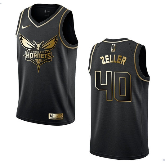 Charlotte Hornets 40 Cody Zeller Golden Edition Black 3D Jersey