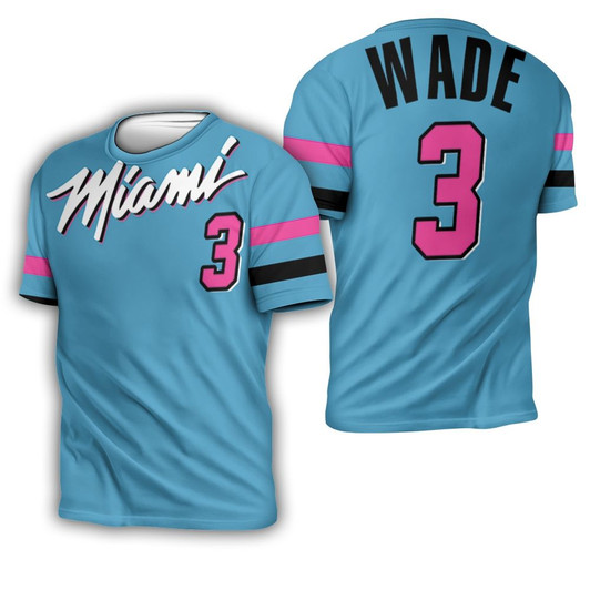 Dwyane Wade Heat 2020 Blue City Edition Jersey Inspired 3D T-Shirt