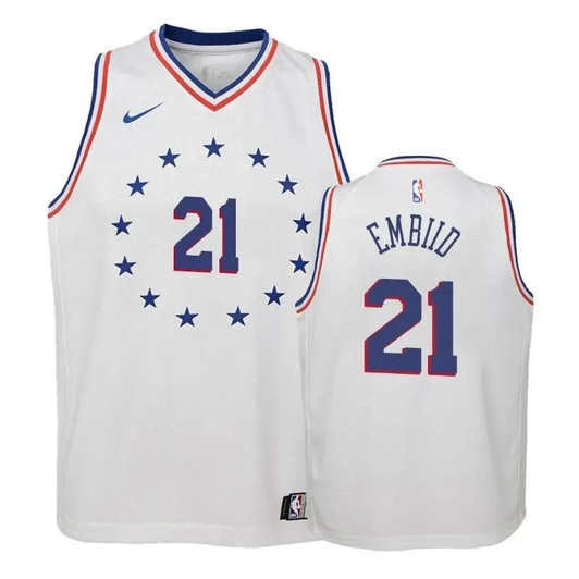 76Ers Joel Embiid #21 2018-19 Earned White Jersey