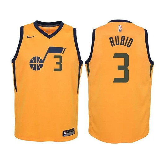 Jazz  Ricky Rubio #3 Statet Edition Yellow Jersey