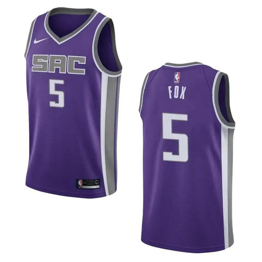 Men'S Sacramento Kings #5 De'Aaron Fox Icon Swingman Jersey - Purple