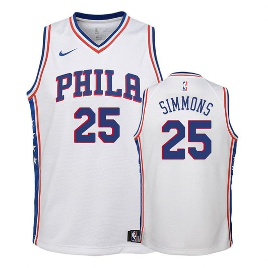 Youth 76Ers Ben Simmons #25 Association White Jersey