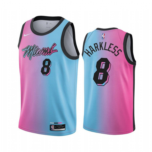 Maurice Harkless Miami Heat 2020-21 Blue Pink Rainbow City Jersey 2020 Trade