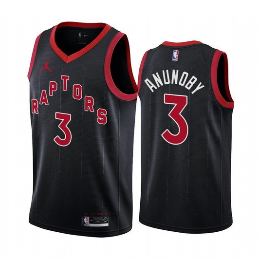 Men'S Og Anunoby Toronto Raptors Black Statet 2020-21 Nba Jersey
