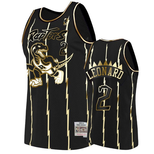 Men'S Toronto Raptors Kawhi Leonard Black #2 Golden Edition Swingman Jersey