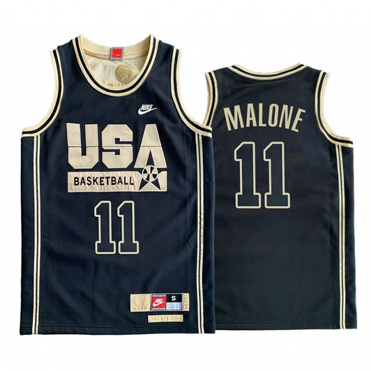 Usa Karl Malone Dream Team Black 1992 Olympics Basketball Golden  Jersey