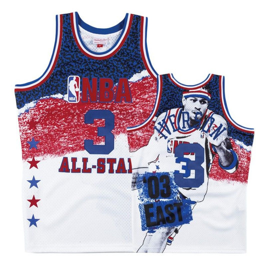 76Ers Men'S Allen Iverson #3 All-Star Image Jersey - White
