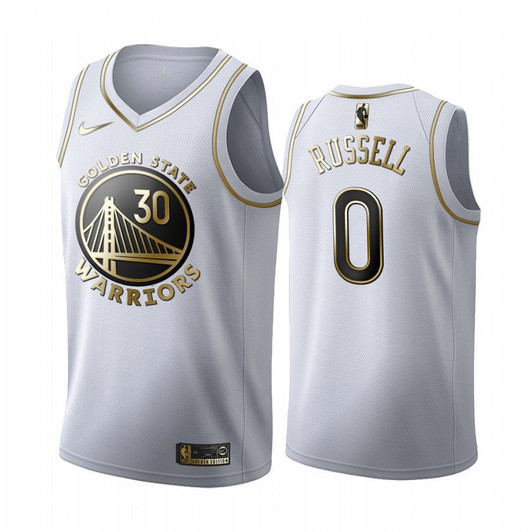 D'Angelo Russell #0 Golden State Warriors White Golden Edition Jersey