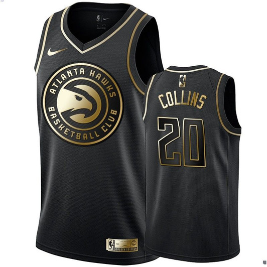 Men'S Atlanta Hawks John Collins Black #20 Golden Edition Swingman Jersey