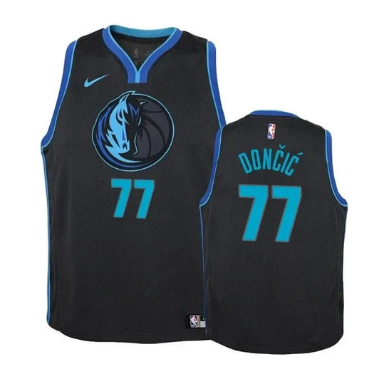 Mavericks Luka Doncic #77 City Anthracite Jersey