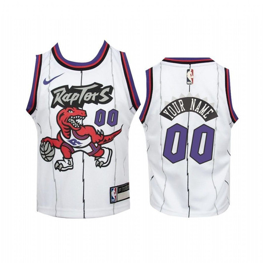 Custom Toronto Raptors Kids White Hardwood Classics Jersey